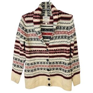 VINTAGE Cambridge Dry Goods Fair Isle Women's Lambs Wool Blend Cardigan Size L